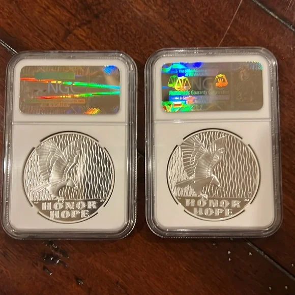 2) 🇺🇸 9/11 Medals SILVER 0.999 FINE PROOF NGC Graded Memorial 10th Anniversary - Picture 2 of 4